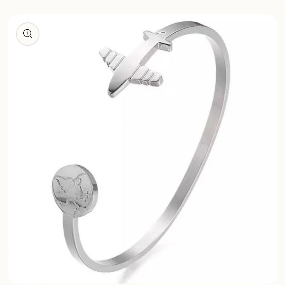 Silver Airplane Cuff Bracelet Great gift for travelers stocking stuffer friends